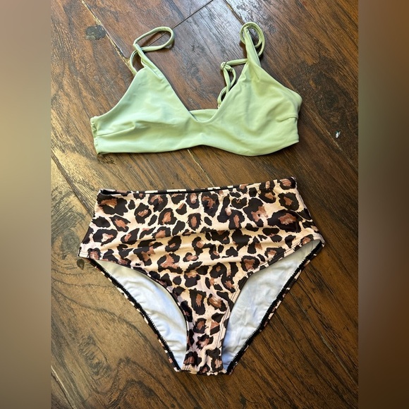 Zaful Mint and Leopard Print Bikini Set <<<161>>>> - Picture 1 of 7